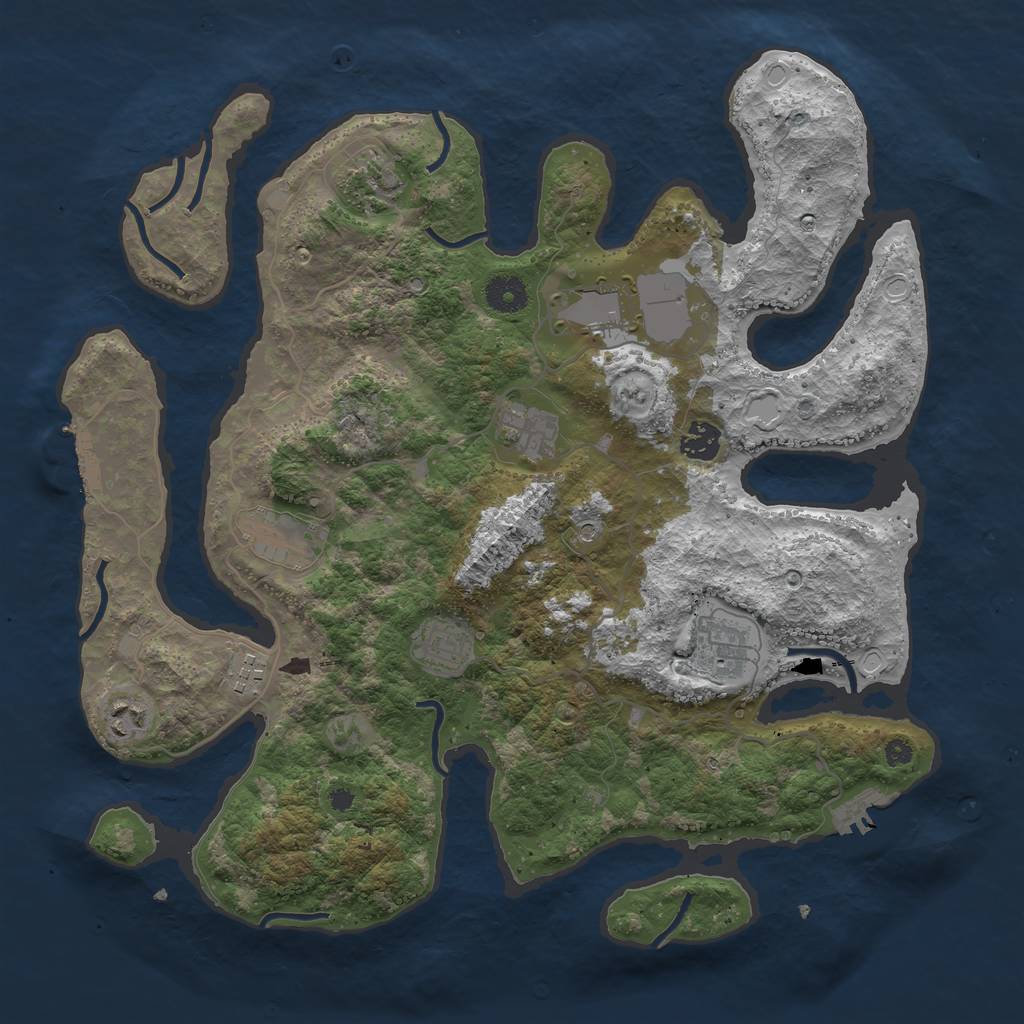 Rust Map: Procedural Map, Size: 3850, Seed: 1086703067, 17 Monuments
