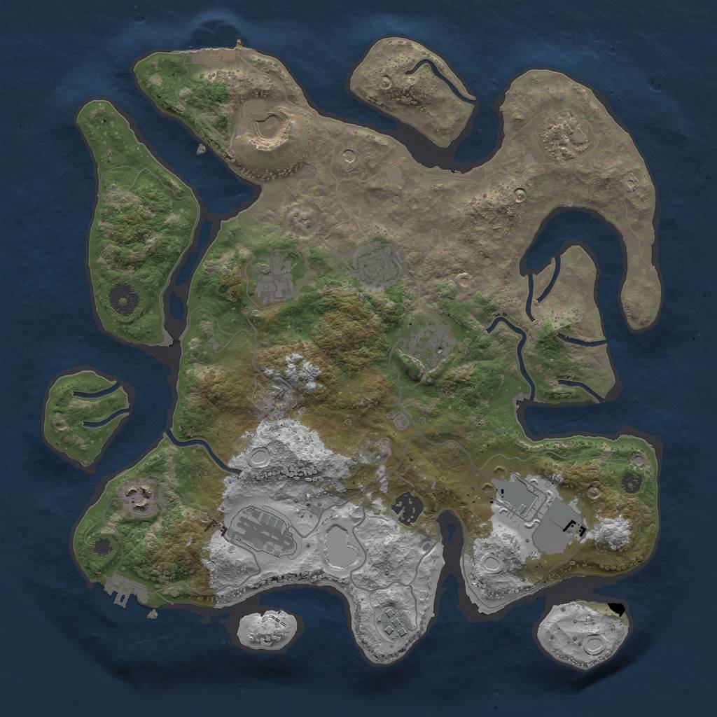 Rust Map: Procedural Map, Size: 3550, Seed: 1265655659, 18 Monuments
