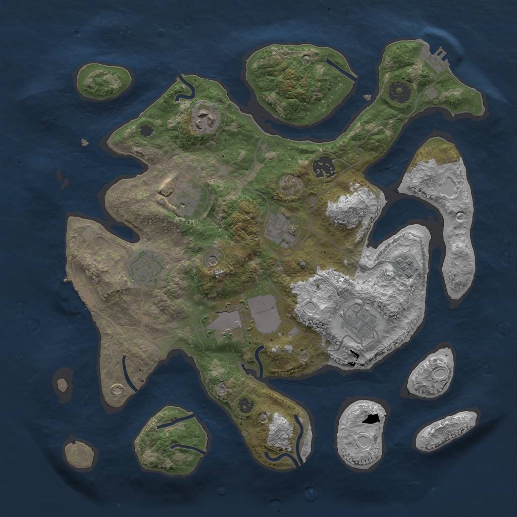 Rust Map: Procedural Map, Size: 3500, Seed: 712760564, 16 Monuments