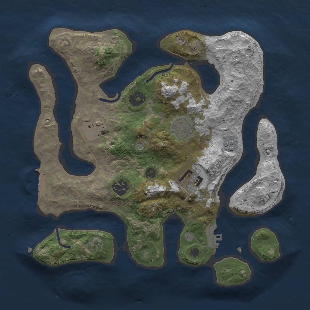 Rust Map: Procedural Map, Size: 3000, Seed: 272201557, 13 Monuments