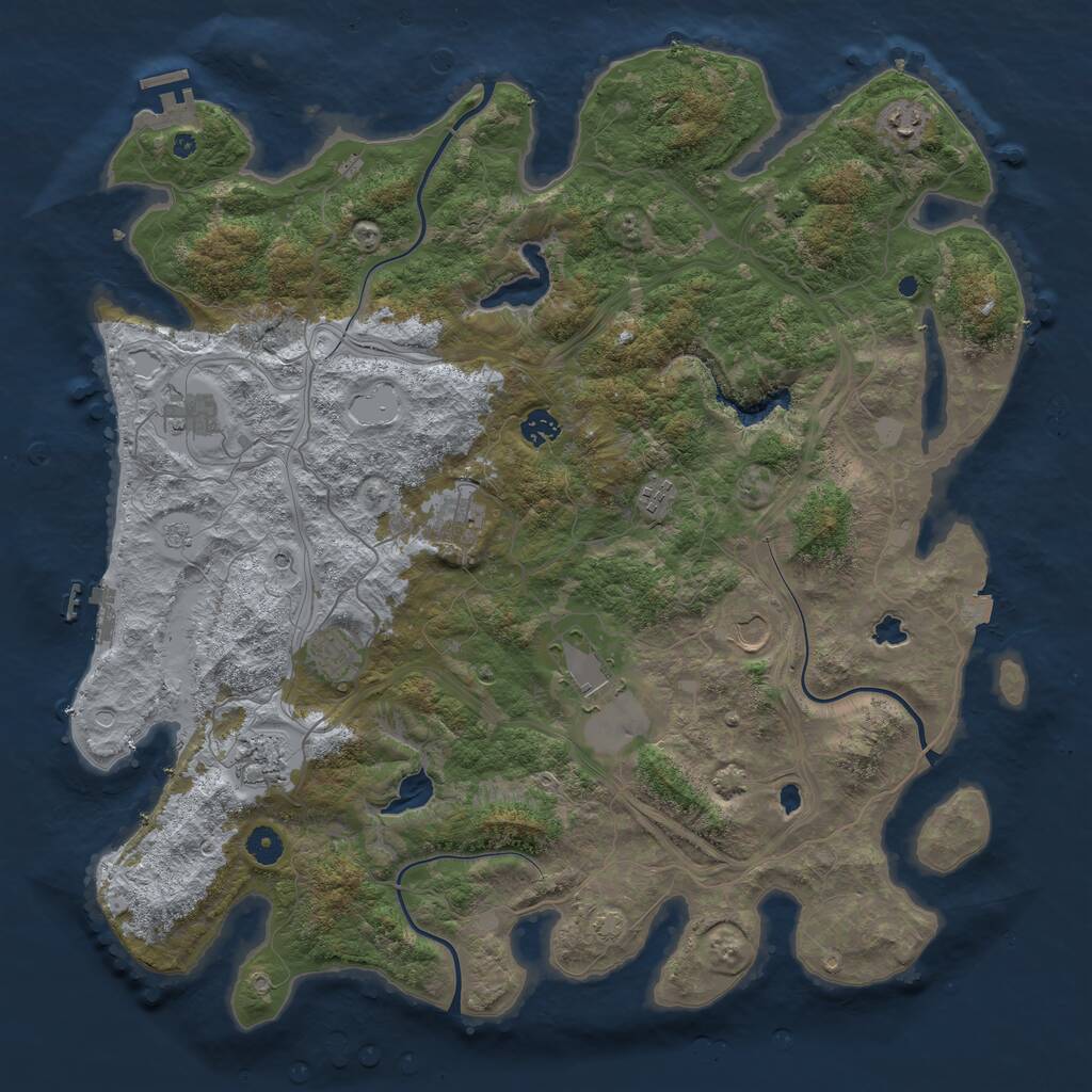 Rust Map: Procedural Map, Size: 4500, Seed: 12653514, 15 Monuments