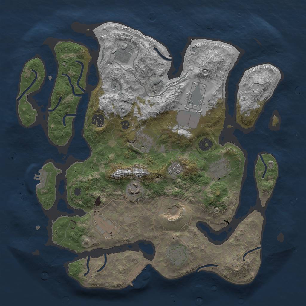 Rust Map: Procedural Map, Size: 3500, Seed: 169468982, 18 Monuments