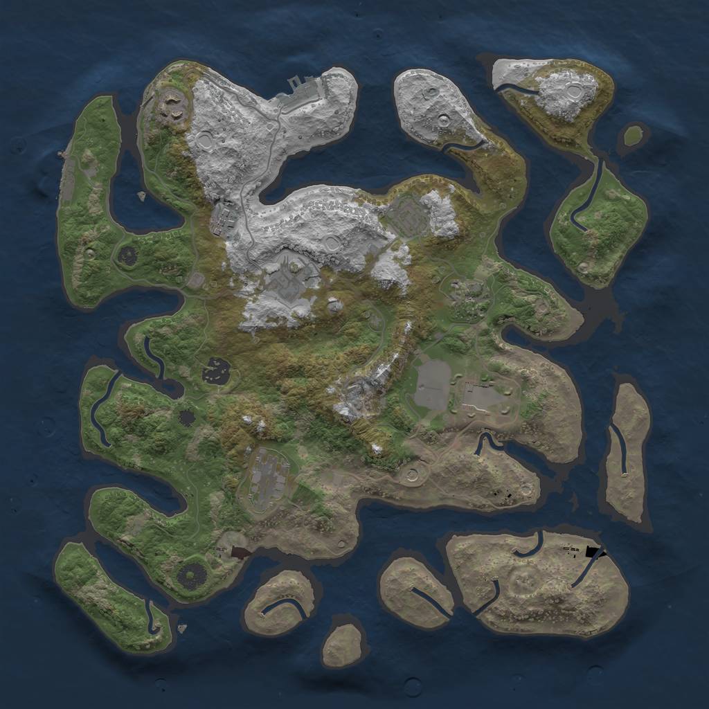 Rust Map: Procedural Map, Size: 3800, Seed: 846042469, 16 Monuments