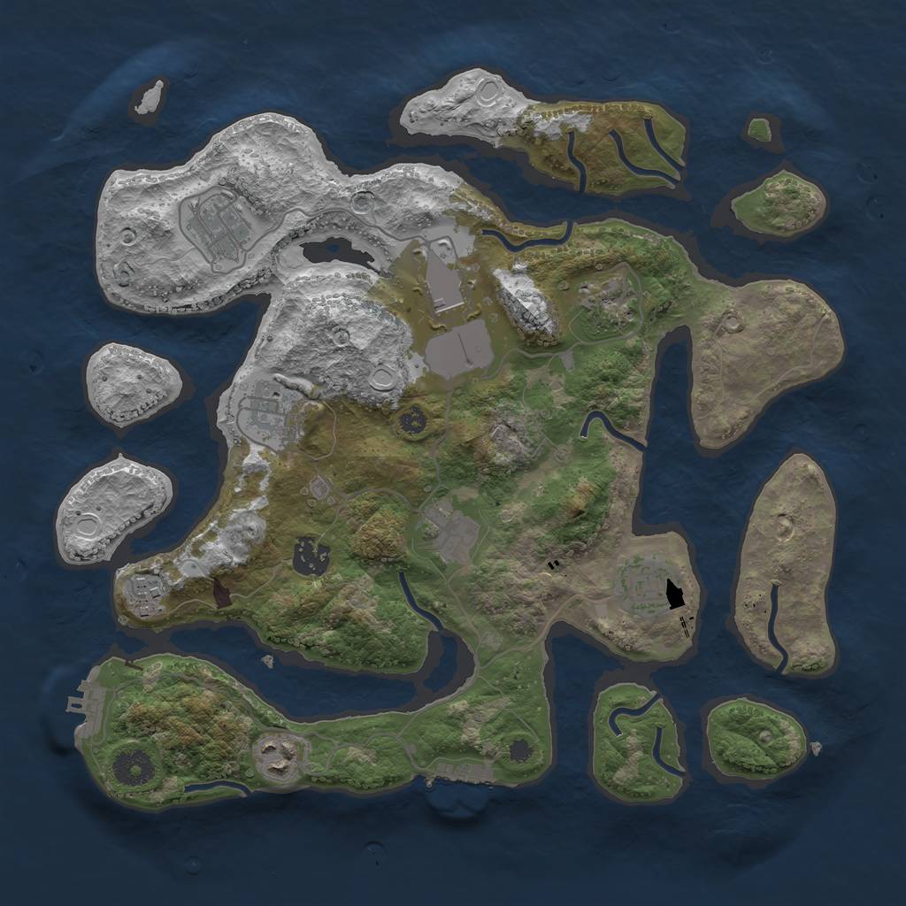 Rust Map: Procedural Map, Size: 3500, Seed: 6428451, 16 Monuments
