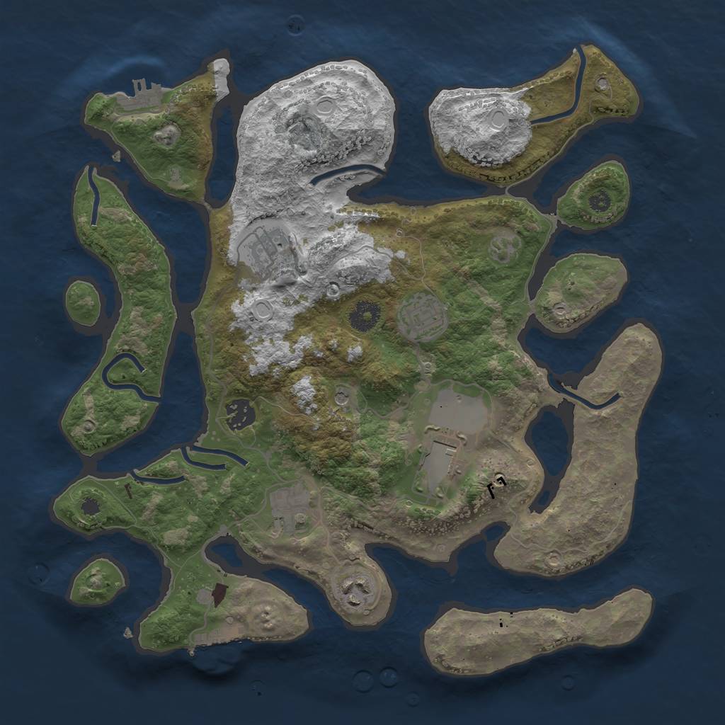Rust Map: Procedural Map, Size: 3501, Seed: 13893, 14 Monuments