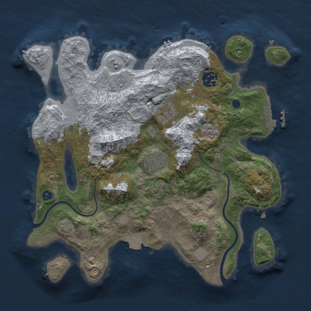 Rust Map: Procedural Map, Size: 3000, Seed: 671760974, 9 Monuments