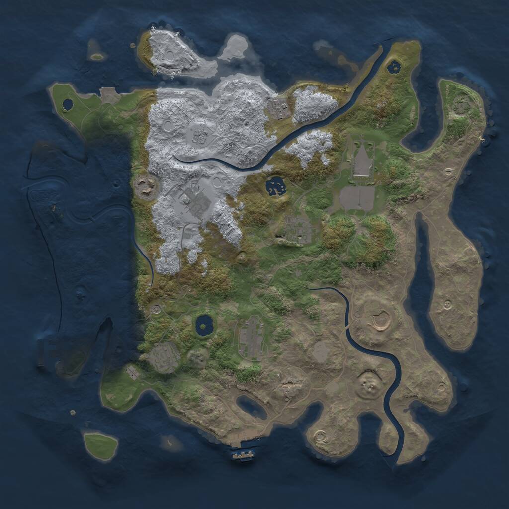 Rust Map: Procedural Map, Size: 3850, Seed: 2000, 15 Monuments