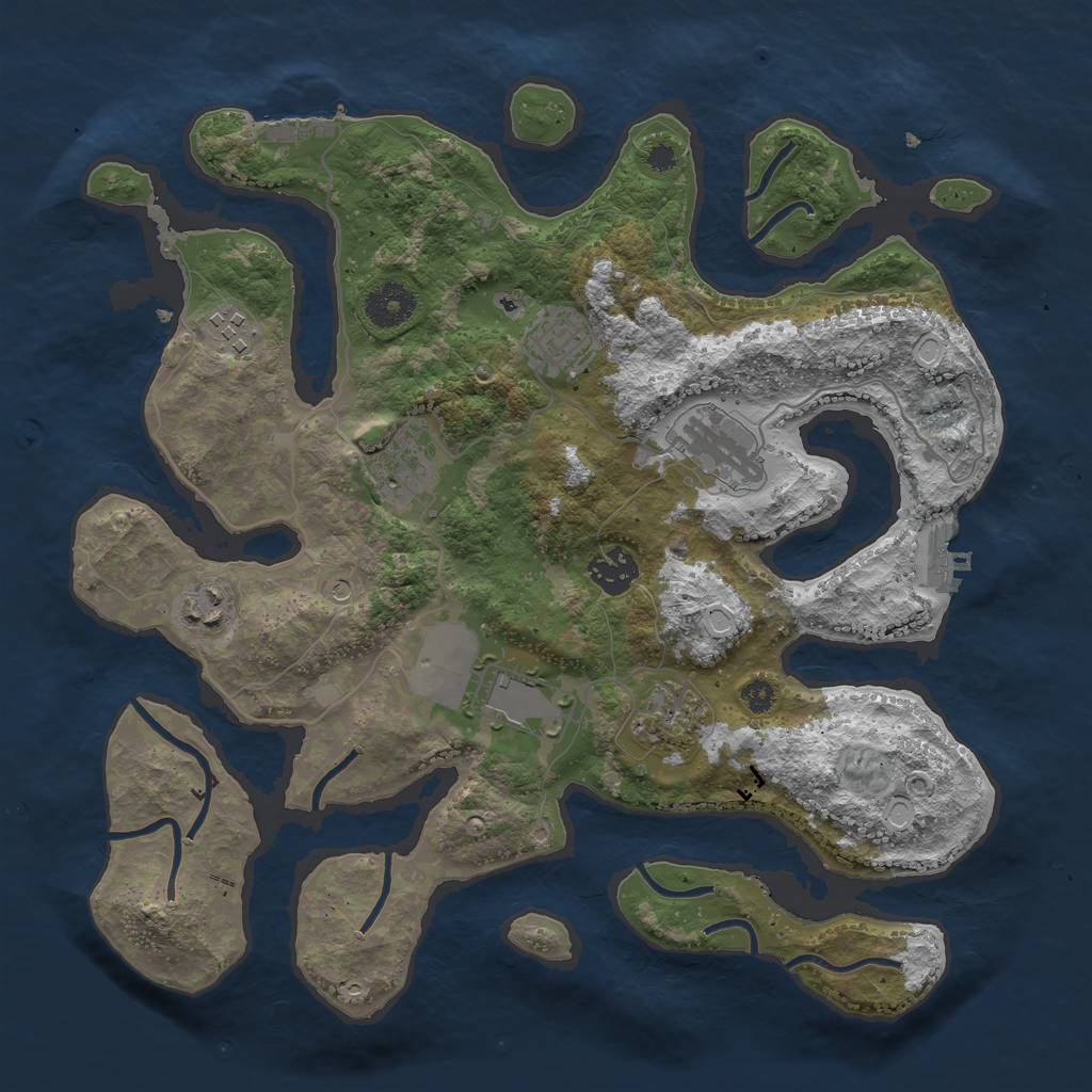 Rust Map: Procedural Map, Size: 3500, Seed: 161573, 16 Monuments