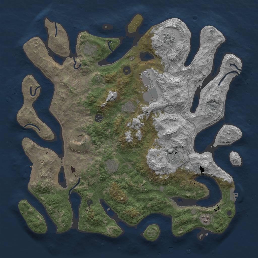 Rust Map: Procedural Map, Size: 4500, Seed: 50000186, 18 Monuments