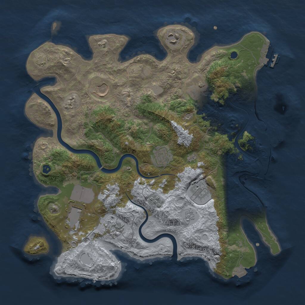 Rust Map: Procedural Map, Size: 3500, Seed: 490646041, 14 Monuments