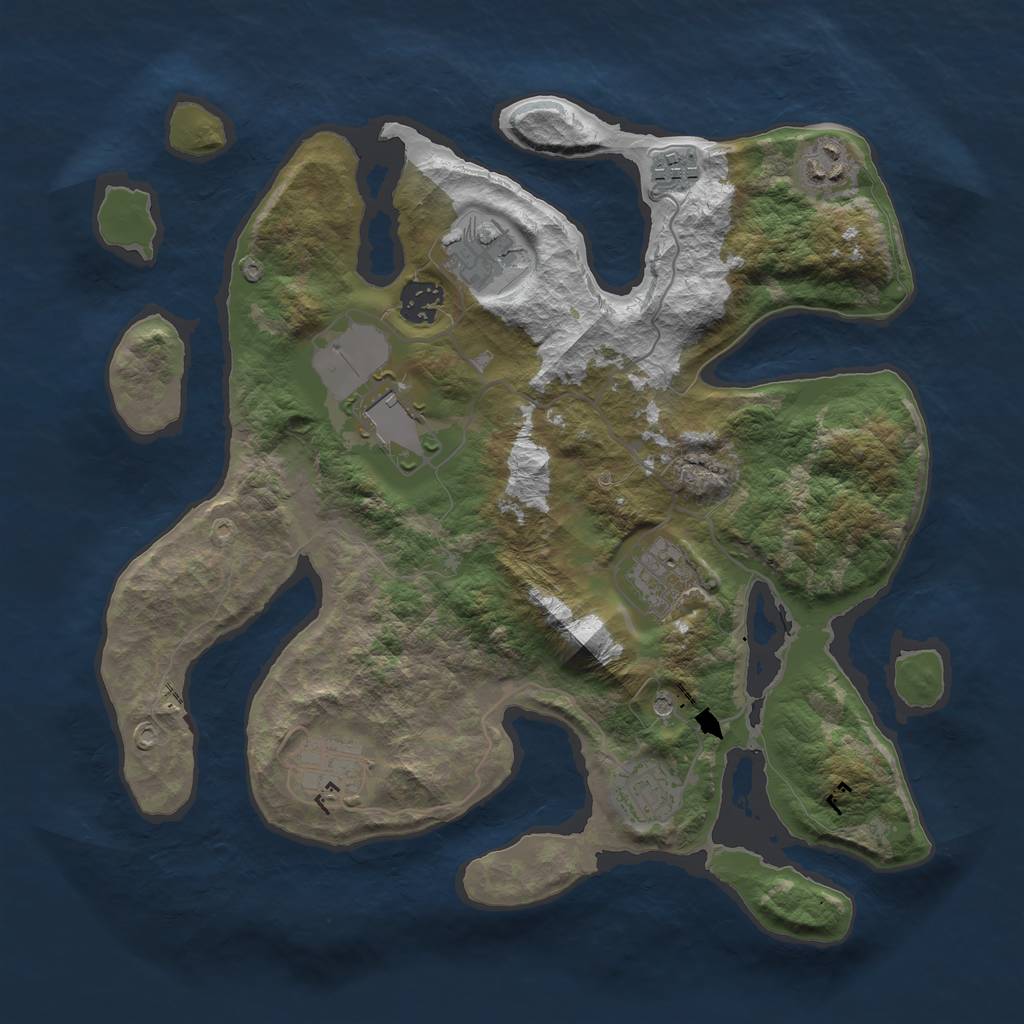 Rust Map: Barren, Size: 3500, Seed: 899, 11 Monuments