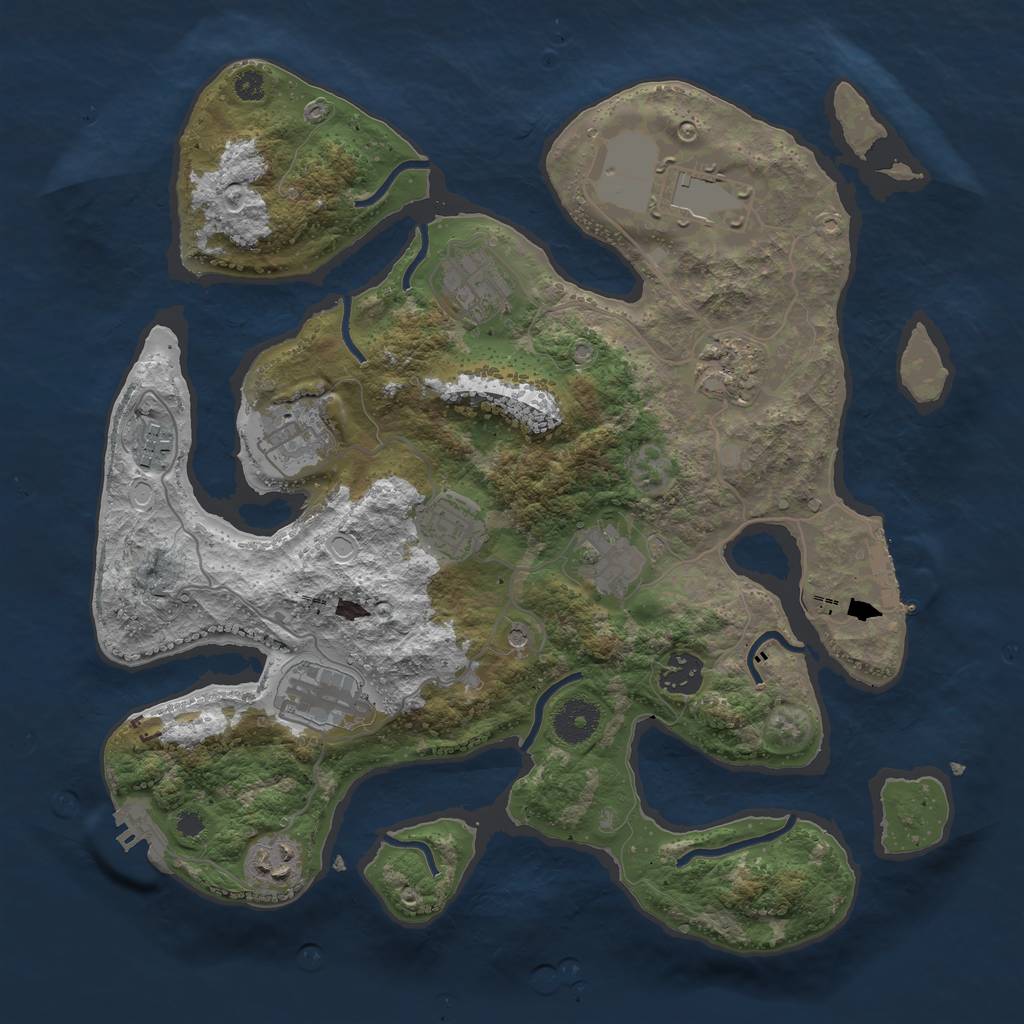 Rust Map: Procedural Map, Size: 3500, Seed: 594684809, 18 Monuments