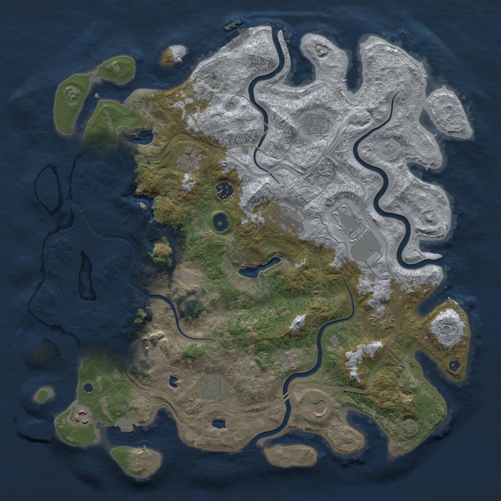 Rust Map: Procedural Map, Size: 4500, Seed: 2104649800, 16 Monuments