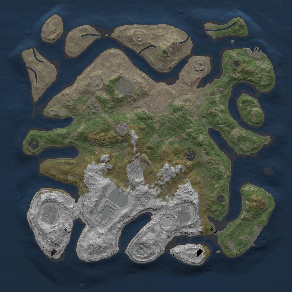 Rust Map: Procedural Map, Size: 4000, Seed: 2021684615, 18 Monuments