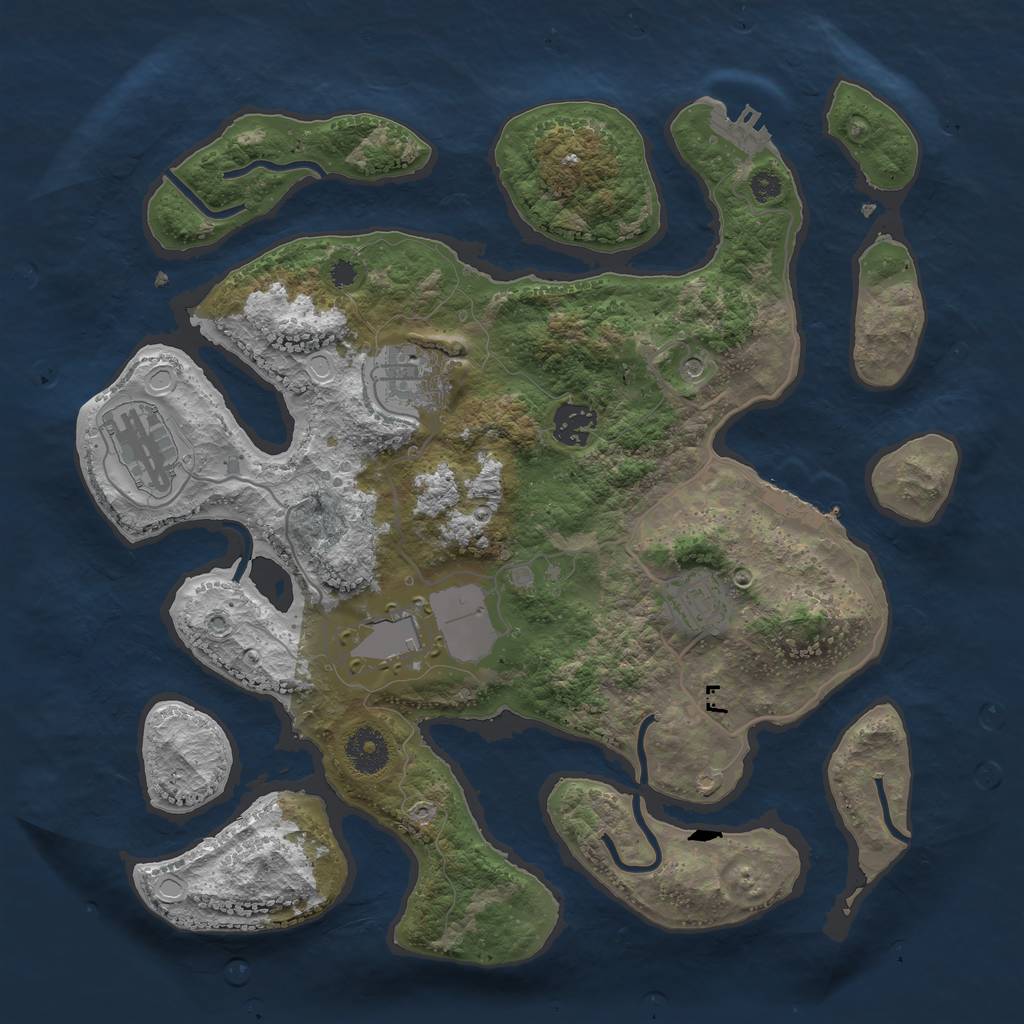 Rust Map: Procedural Map, Size: 3500, Seed: 25613524, 13 Monuments