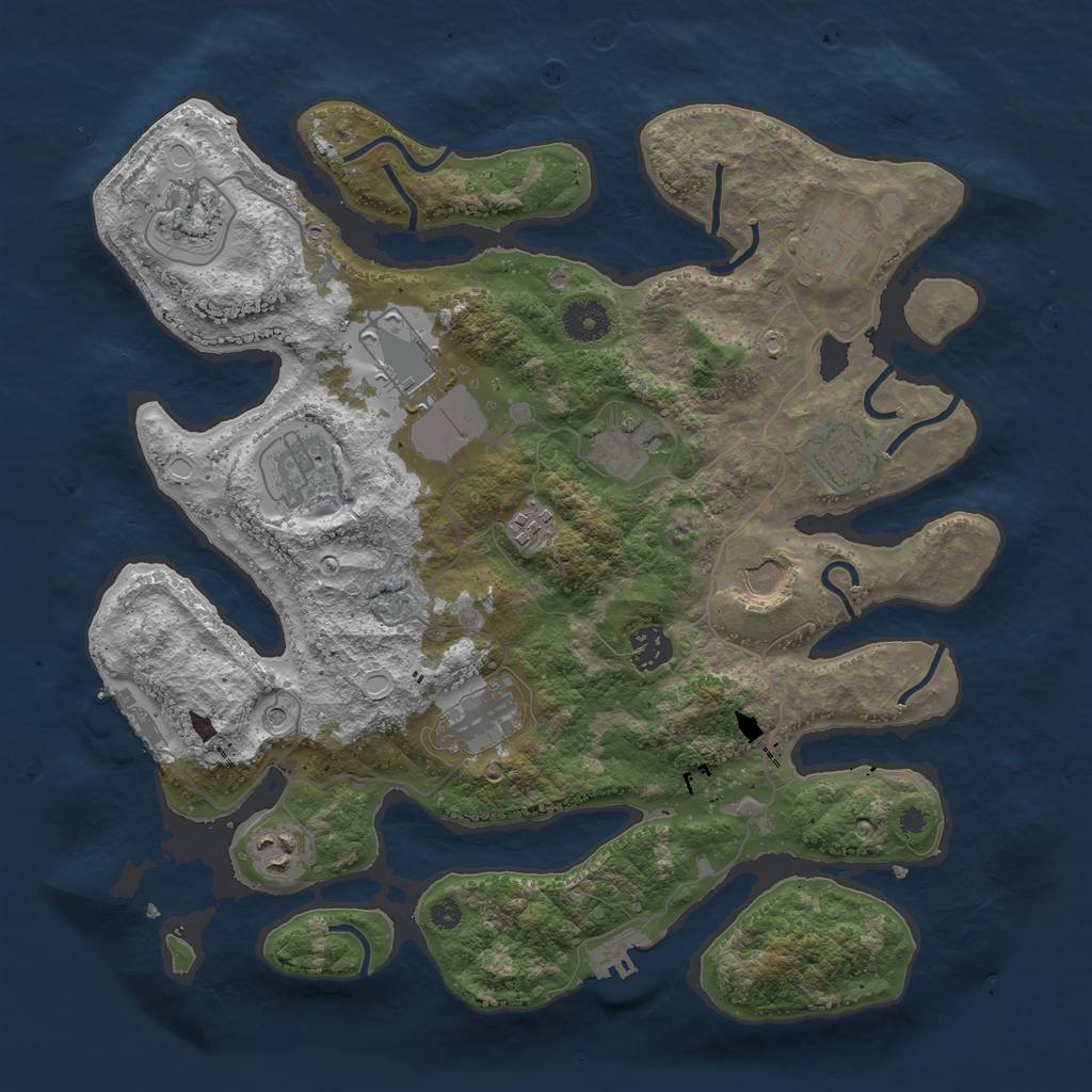 Rust Map: Procedural Map, Size: 3700, Seed: 117865103, 19 Monuments