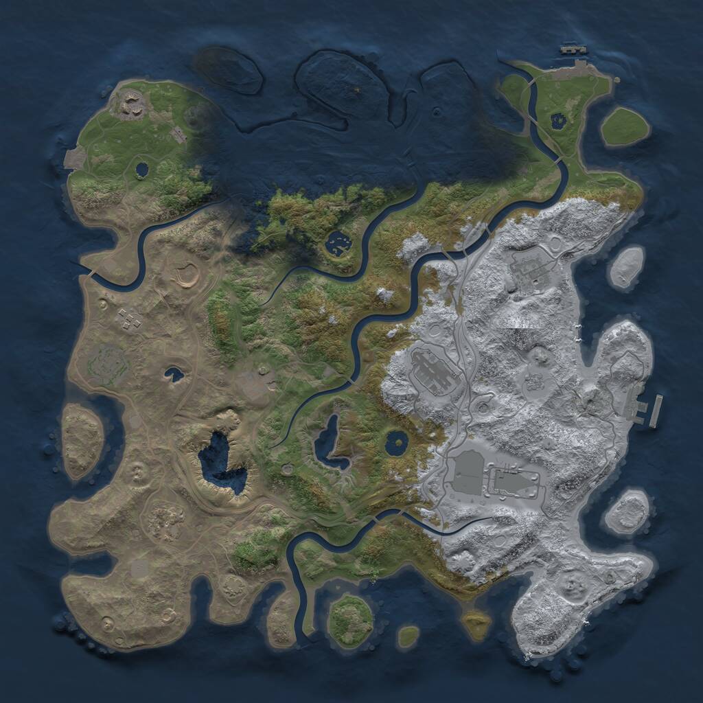 Rust Map: Procedural Map, Size: 4300, Seed: 1138948664, 16 Monuments