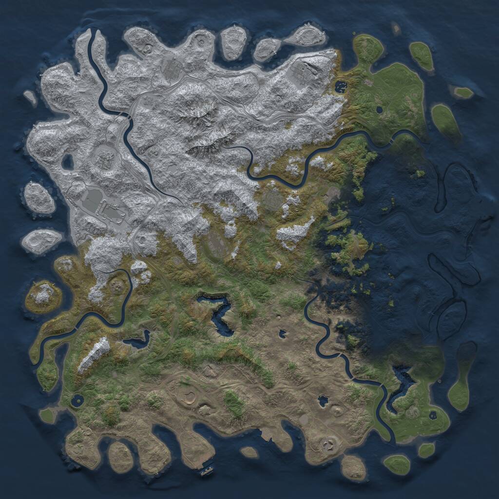 Rust Map: Procedural Map, Size: 6000, Seed: 2137937518, 17 Monuments