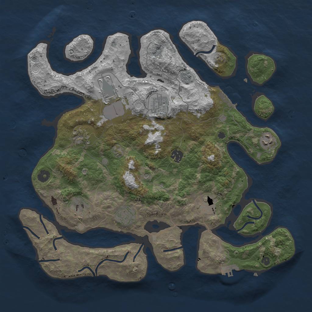Rust Map: Procedural Map, Size: 3850, Seed: 38284310, 17 Monuments