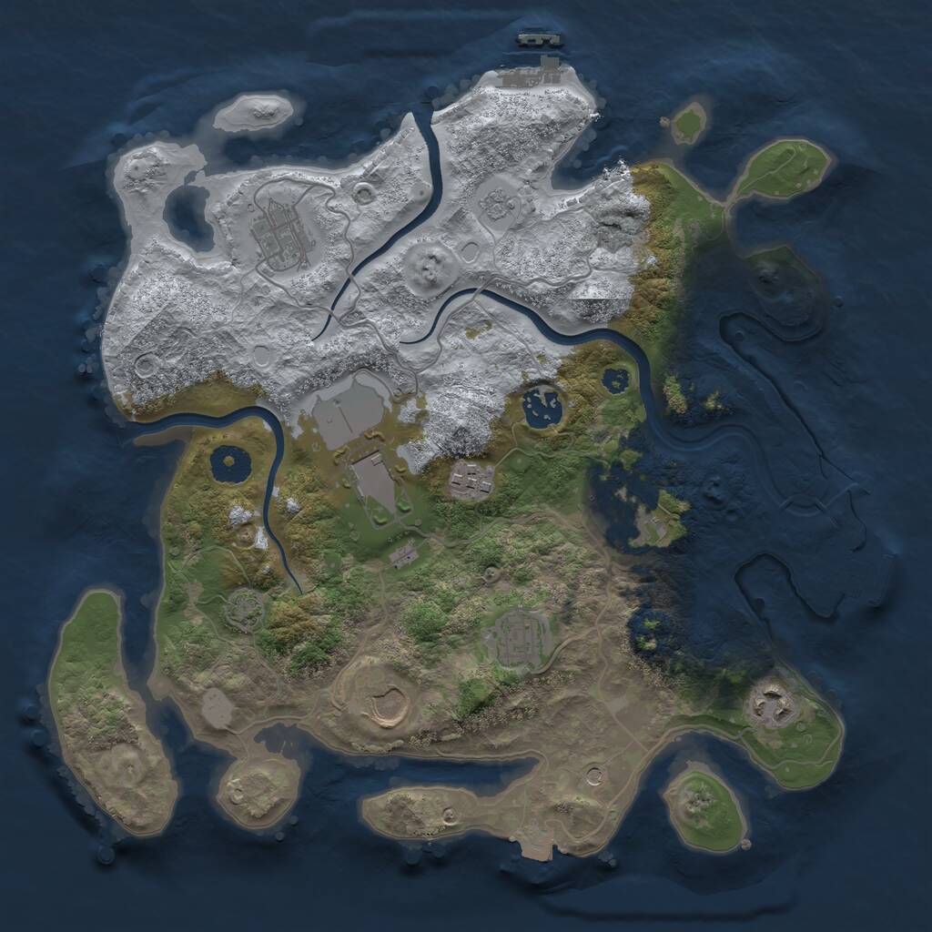 Rust Map: Procedural Map, Size: 3500, Seed: 68137472, 14 Monuments