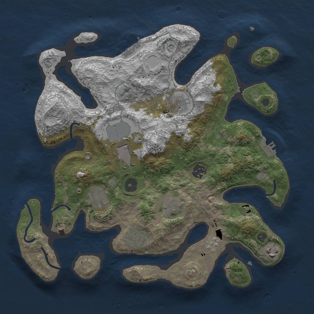 Rust Map: Procedural Map, Size: 3500, Seed: 68137472, 16 Monuments