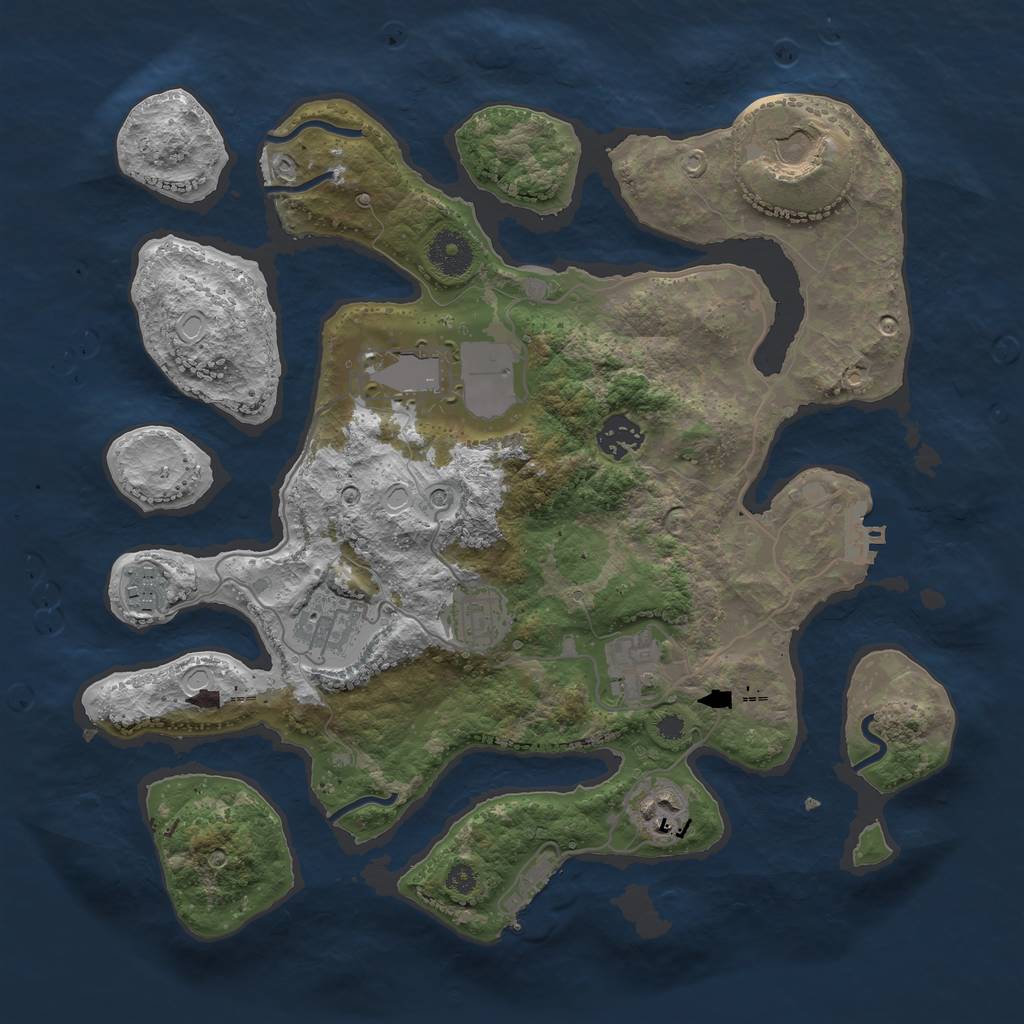 Rust Map: Procedural Map, Size: 3500, Seed: 13879, 16 Monuments