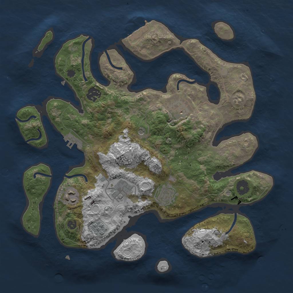 Rust Map: Procedural Map, Size: 3200, Seed: 123973, 14 Monuments