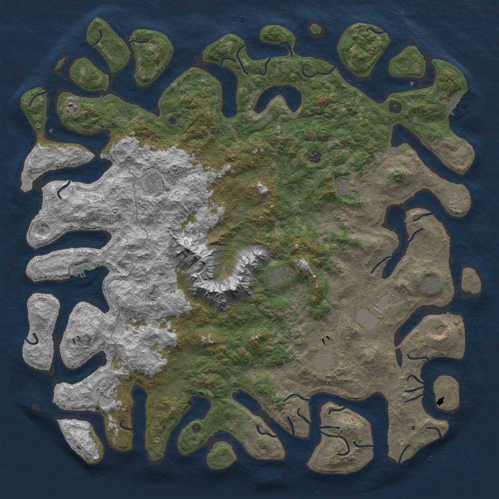 Rust Map: Procedural Map, Size: 6000, Seed: 1156055434, 19 Monuments