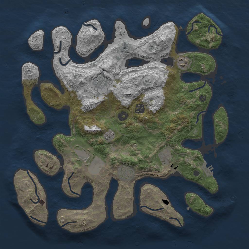 Rust Map: Procedural Map, Size: 3700, Seed: 4058780, 14 Monuments