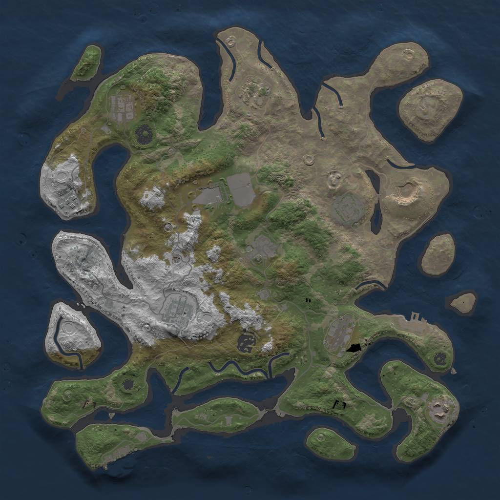 Rust Map: Procedural Map, Size: 3950, Seed: 1063137468, 19 Monuments