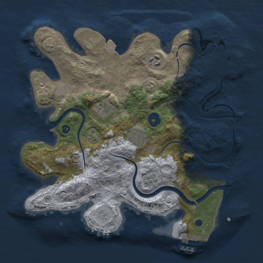 Rust Map: Procedural Map, Size: 3000, Seed: 1624376612, 10 Monuments