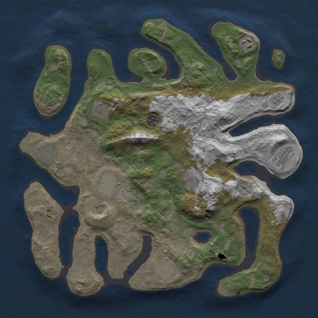 Rust Map: Barren, Size: 4000, Seed: 4994679, 13 Monuments