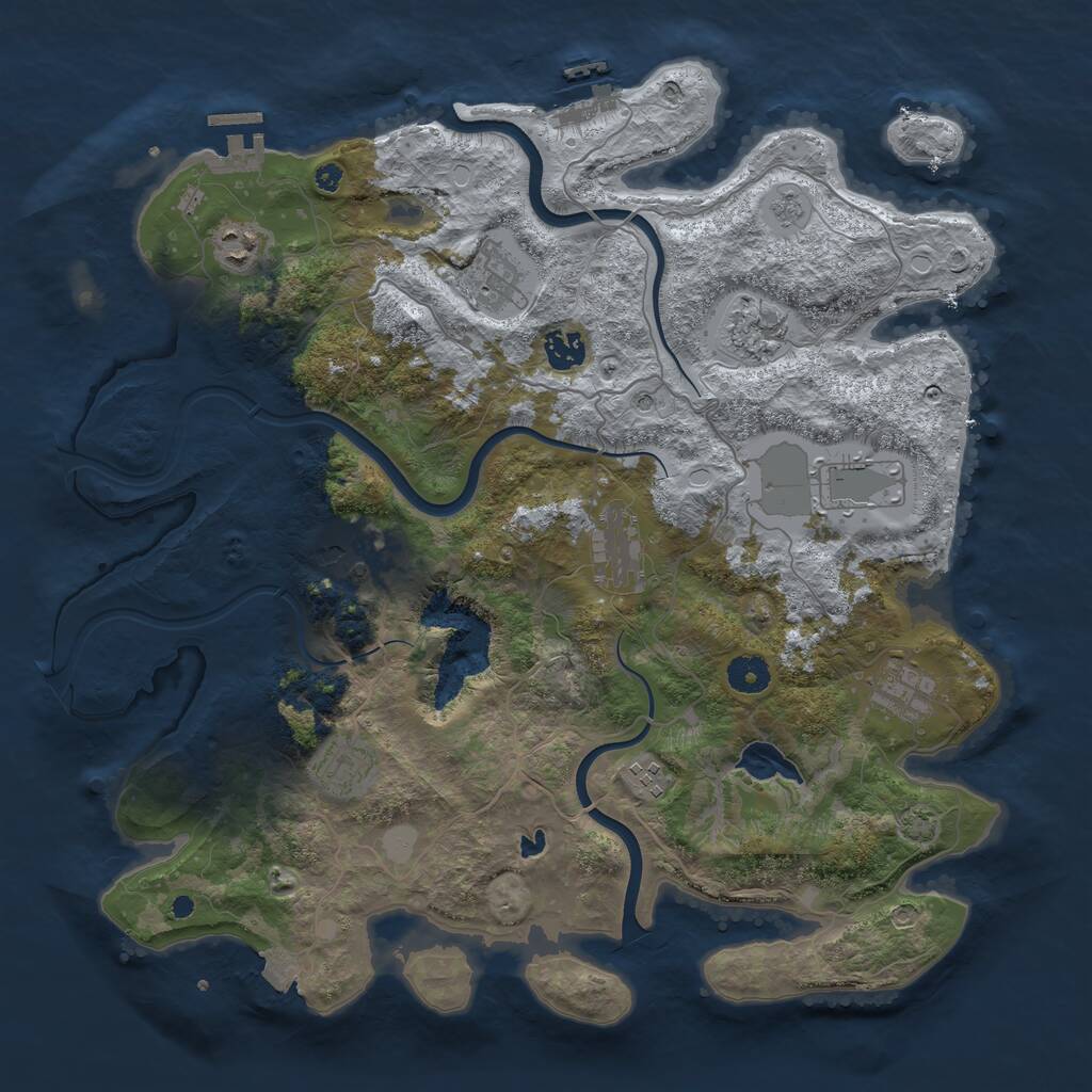 Rust Map: Procedural Map, Size: 4000, Seed: 614587254, 16 Monuments