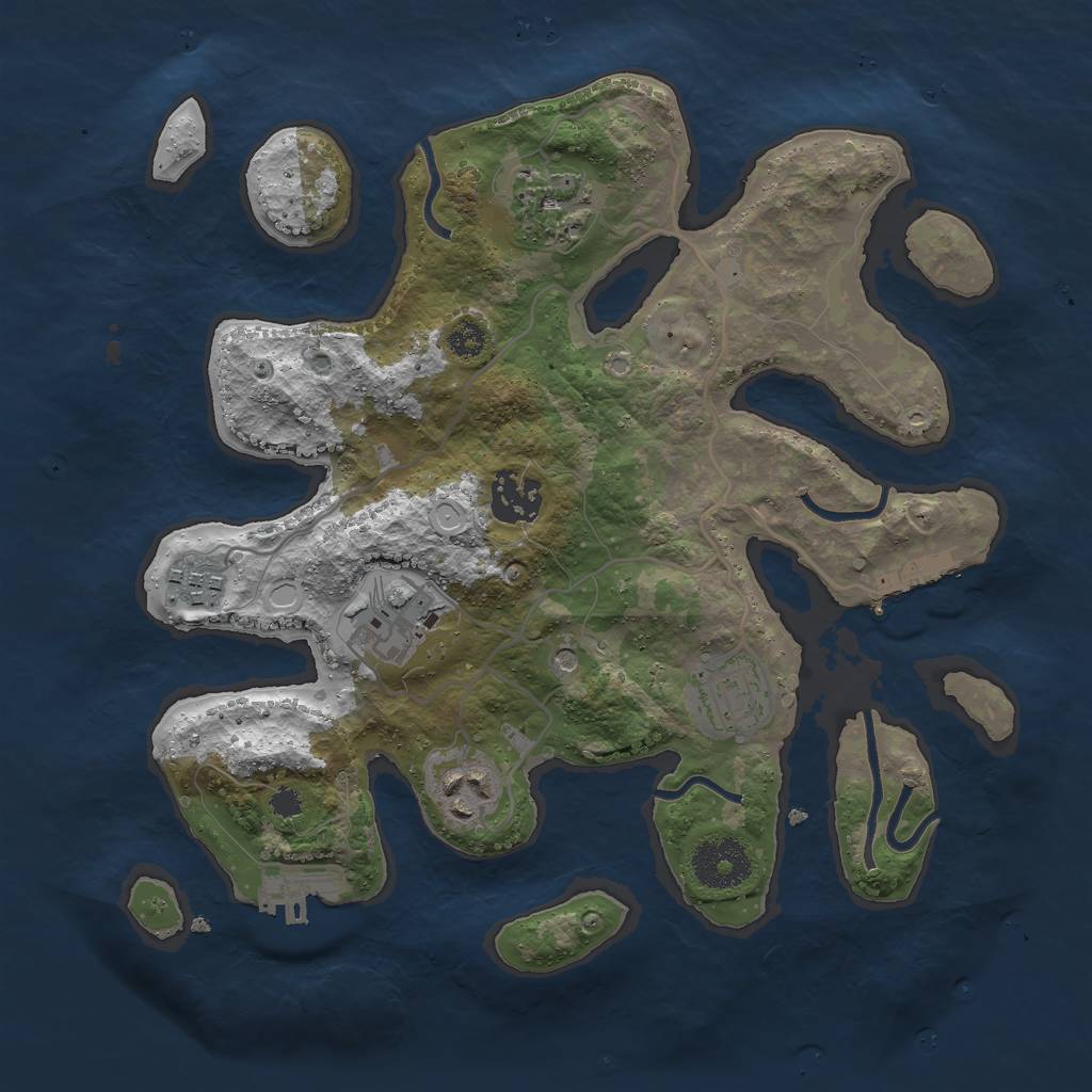 Rust Map: Procedural Map, Size: 3000, Seed: 151542199, 14 Monuments