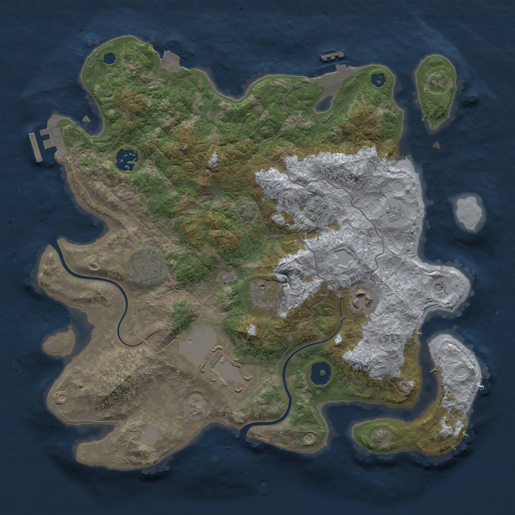 Rust Map: Procedural Map, Size: 3500, Seed: 2323, 12 Monuments