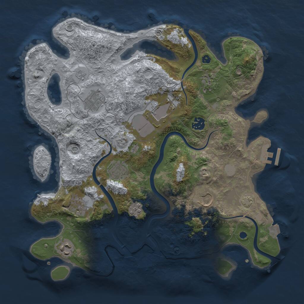 Rust Map: Procedural Map, Size: 3500, Seed: 83445644, 14 Monuments