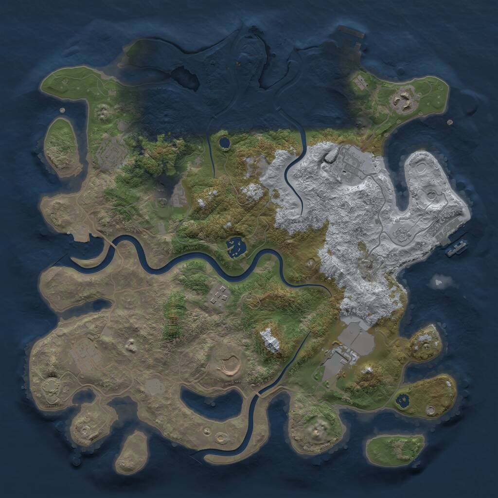 Rust Map: Procedural Map, Size: 3700, Seed: 48568793, 15 Monuments