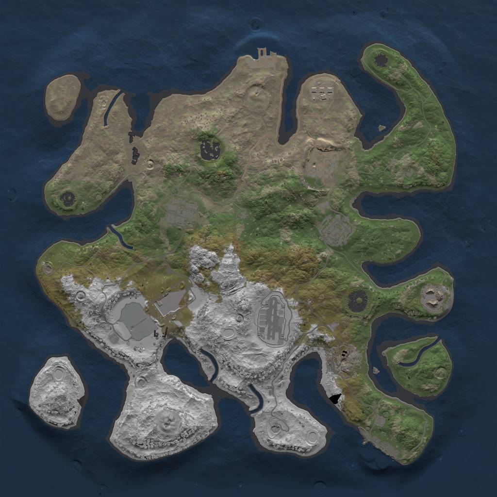 Rust Map: Procedural Map, Size: 3500, Seed: 1641073844, 16 Monuments