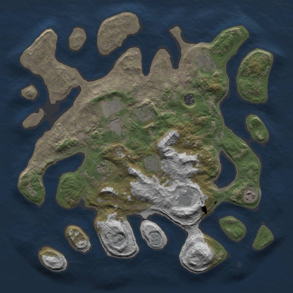 Rust Map: Barren, Size: 4000, Seed: 79362186, 12 Monuments