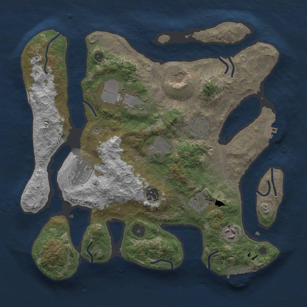 Rust Map: Procedural Map, Size: 3500, Seed: 1026072661, 16 Monuments