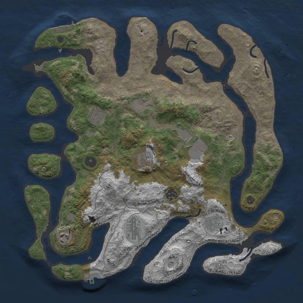 Rust Map: Procedural Map, Size: 4000, Seed: 1806130280, 17 Monuments