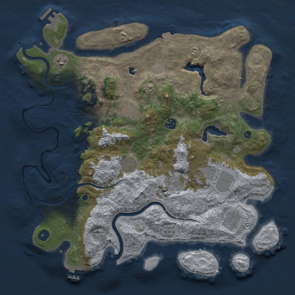 Rust Map: Procedural Map, Size: 4000, Seed: 885522, 14 Monuments