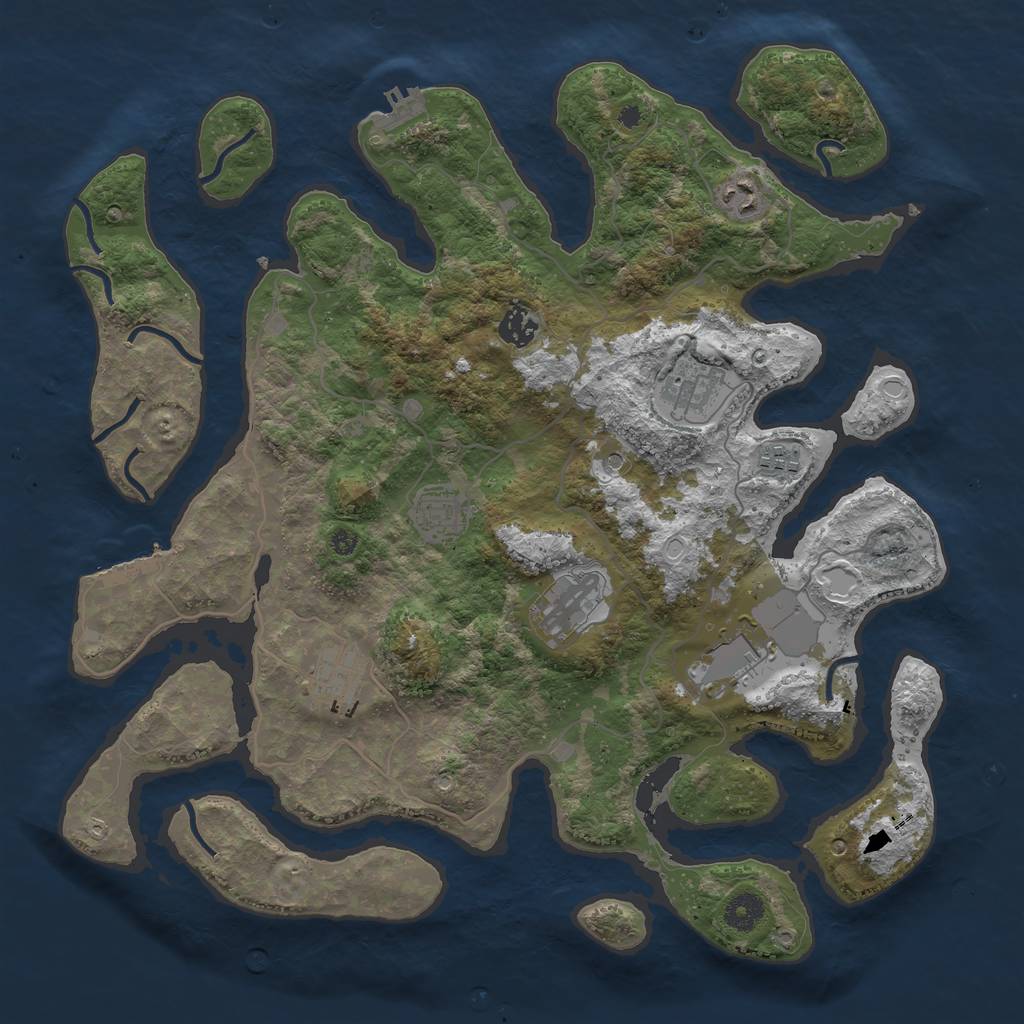 Rust Map: Procedural Map, Size: 4000, Seed: 4149, 16 Monuments