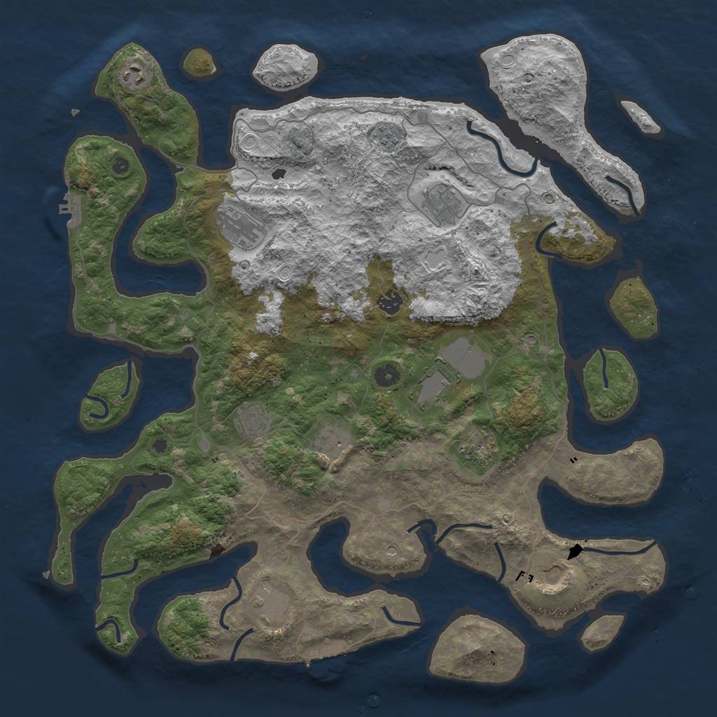 Rust Map: Procedural Map, Size: 4500, Seed: 1886192655, 19 Monuments