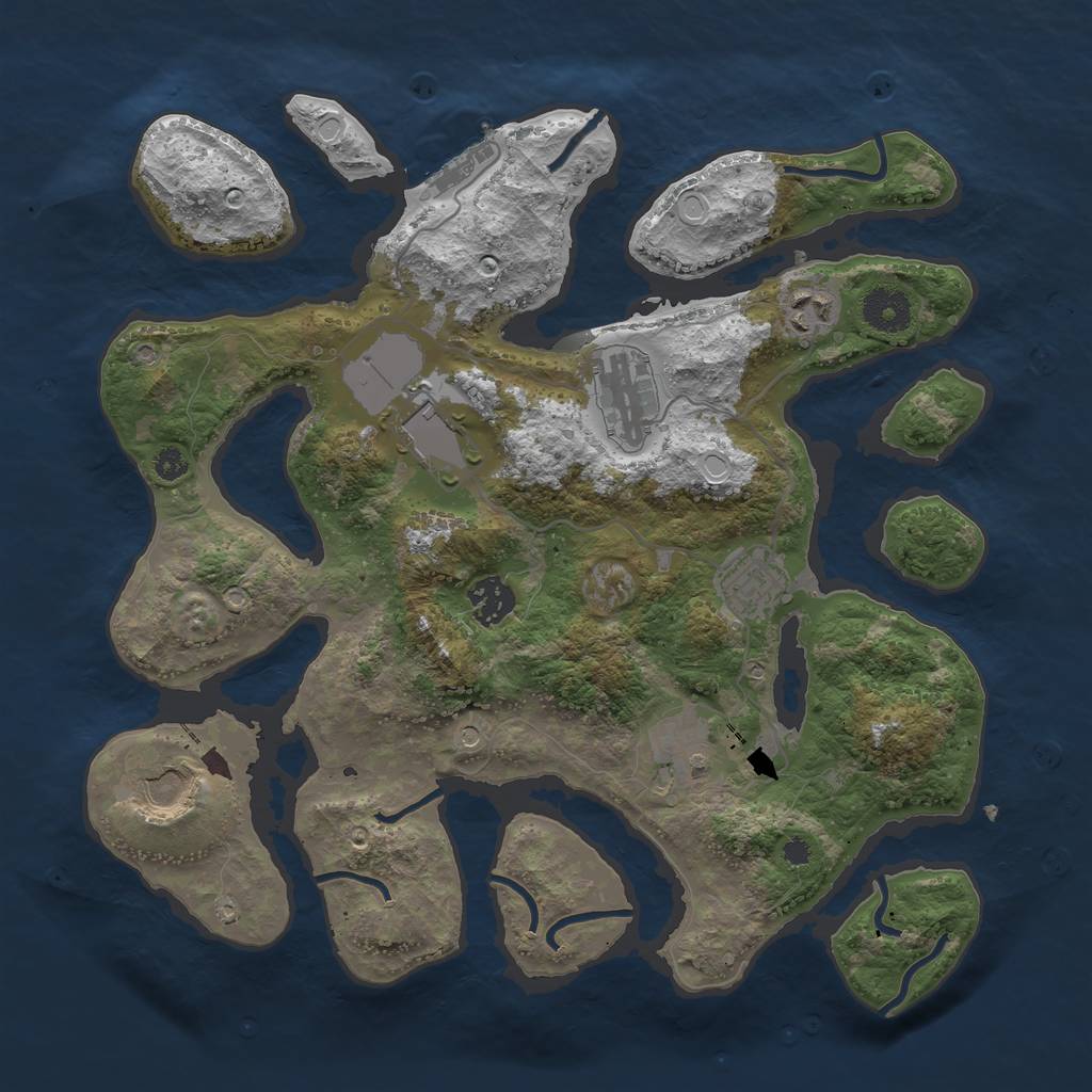 Rust Map: Procedural Map, Size: 3500, Seed: 3565, 14 Monuments