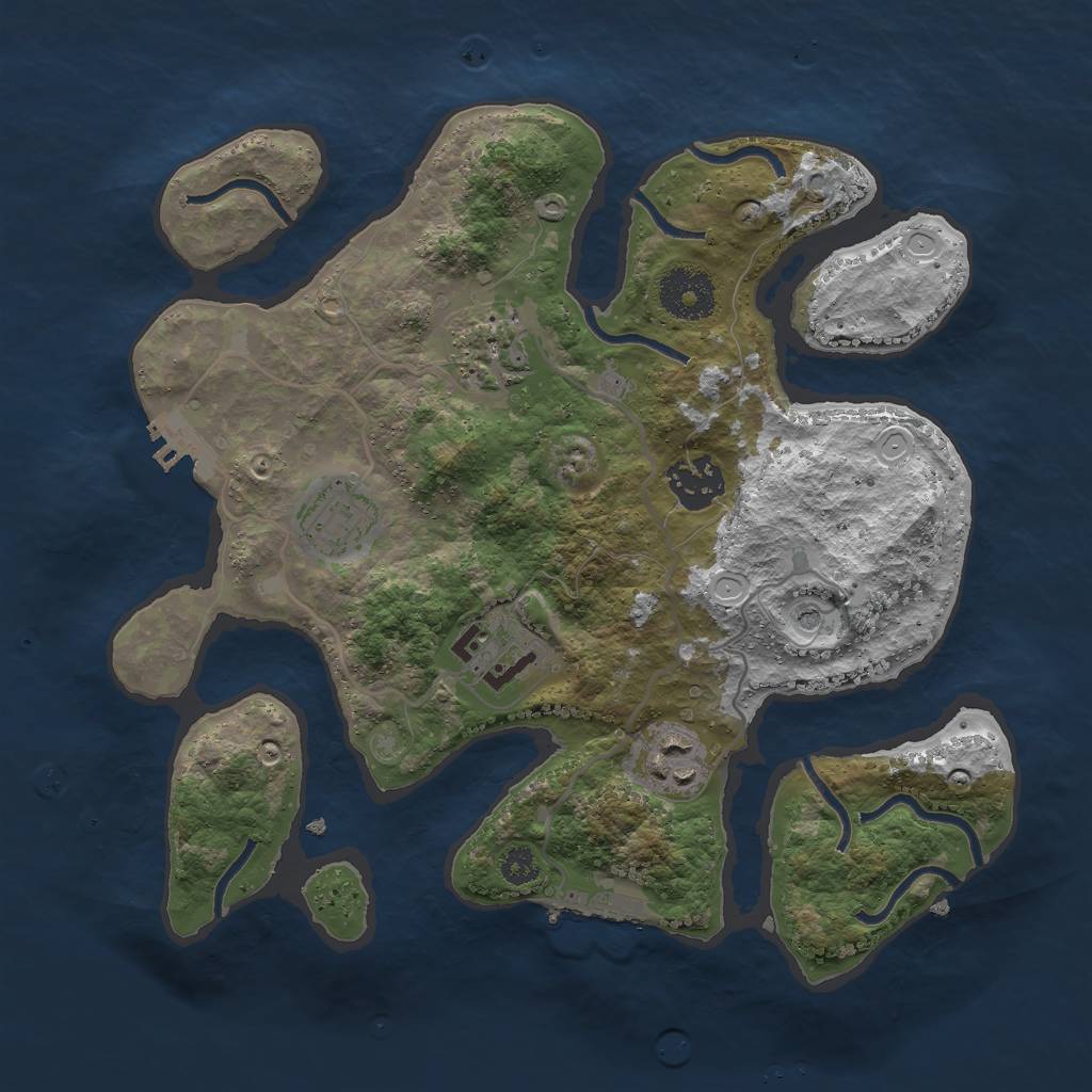 Rust Map: Procedural Map, Size: 3000, Seed: 729, 13 Monuments