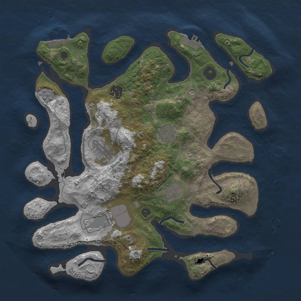 Rust Map: Procedural Map, Size: 3500, Seed: 2118660469, 14 Monuments