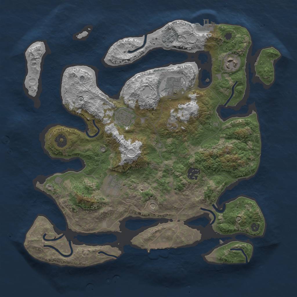 Rust Map: Procedural Map, Size: 3500, Seed: 974685, 14 Monuments
