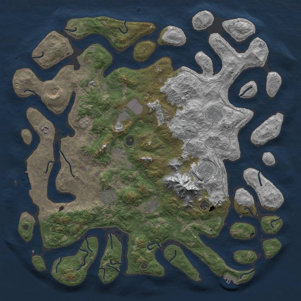 Rust Map: Procedural Map, Size: 5000, Seed: 4672, 19 Monuments