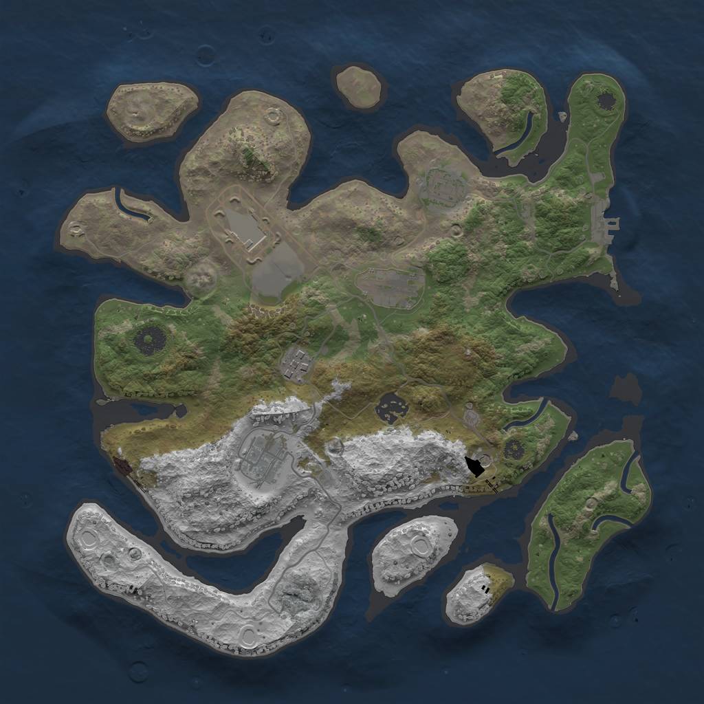 Rust Map: Procedural Map, Size: 3500, Seed: 706355325, 13 Monuments